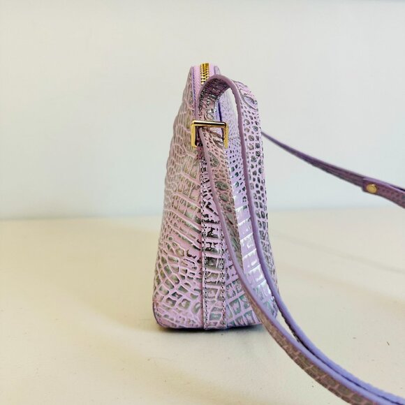 BRAHMIN MINI SIDNEY METALLIC VIOLET WONDERLAND MELBOURNE LEATHER CROSSBODY $225 - Picture 4 of 10